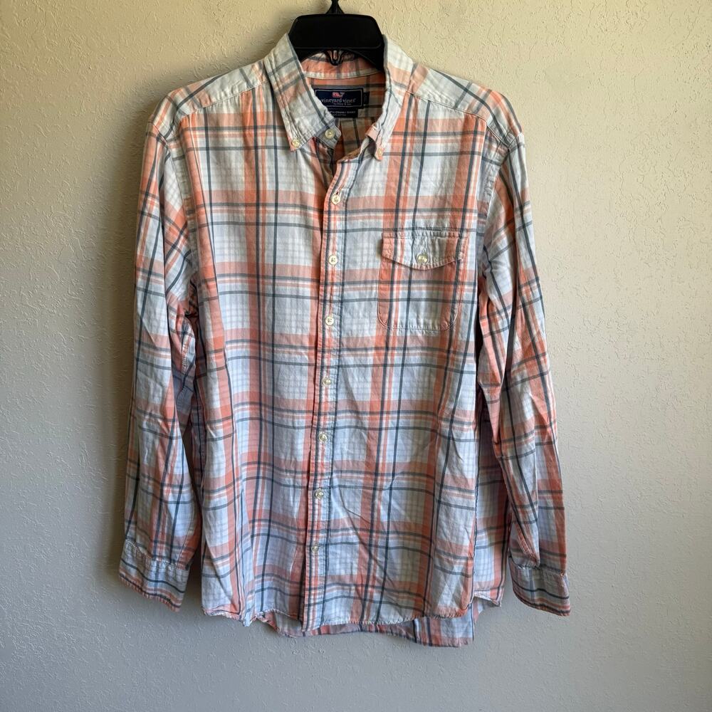 Men’s L Vineyard Vine Multicolor Preppy Colorful Church Easter Casual Button Up